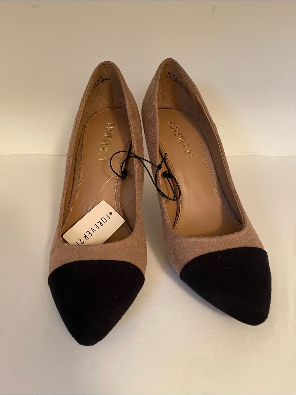 Forever 21 Two-Tone Pointed Flats in Taupe and Black